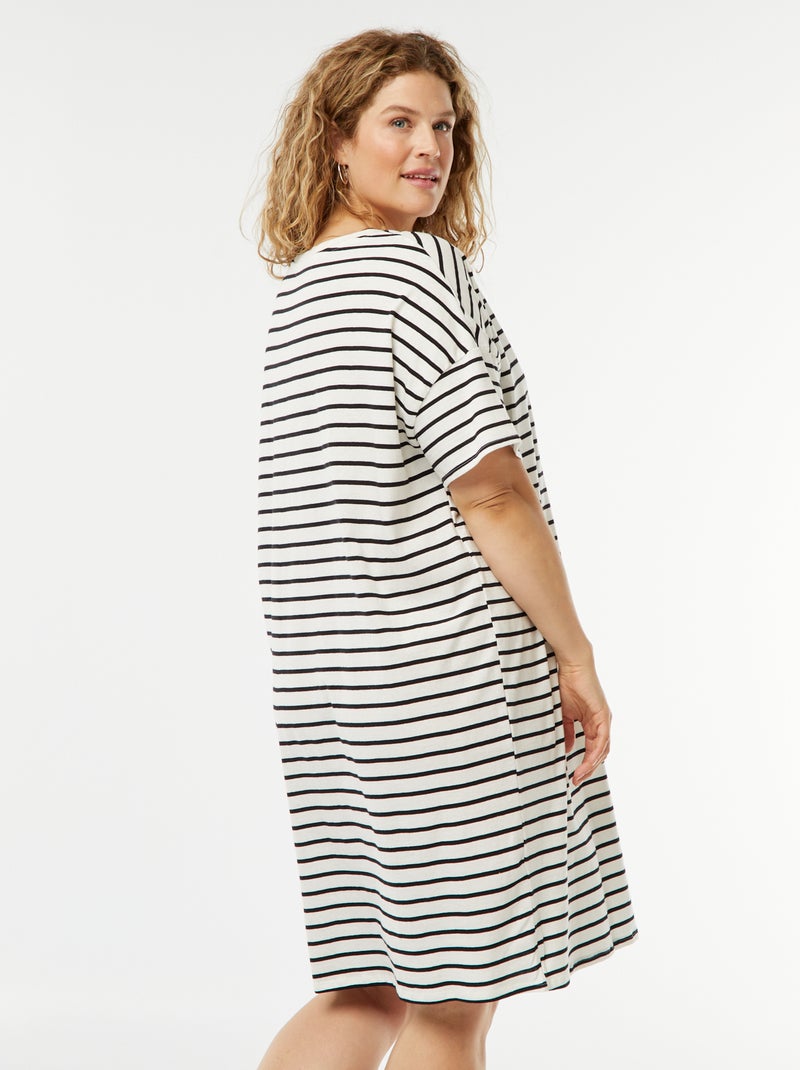 Robe t-shirt longue Blanc rayé - Kiabi