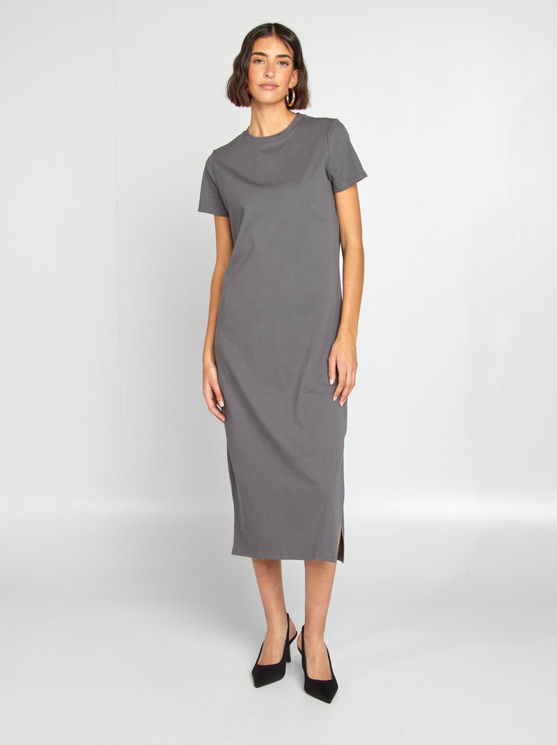 Robe t-shirt longue GRIS - Kiabi