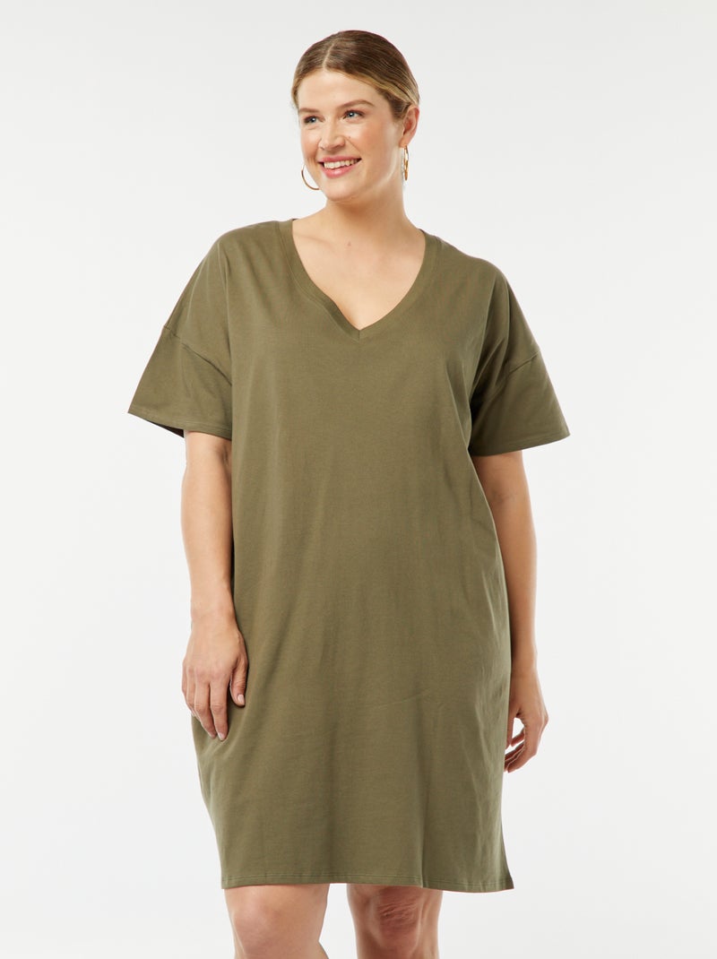 Robe t-shirt longue Kaki - Kiabi