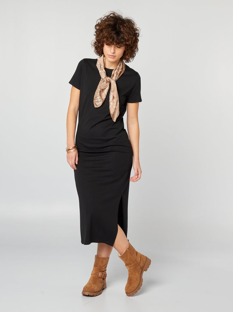 Robe t-shirt longue NOIR - Kiabi