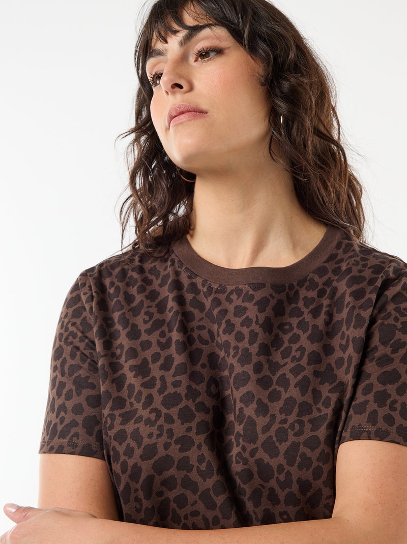 Robe t-shirt longue unie Marron - Kiabi