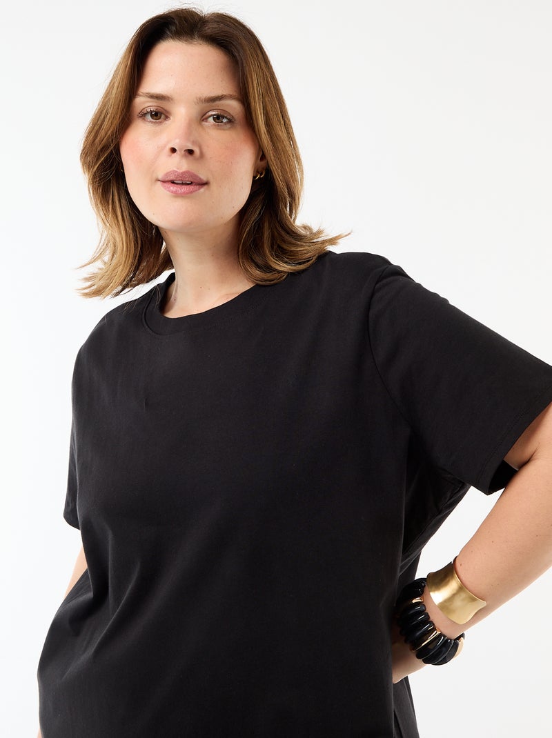 Robe t-shirt longue unie Noir - Kiabi