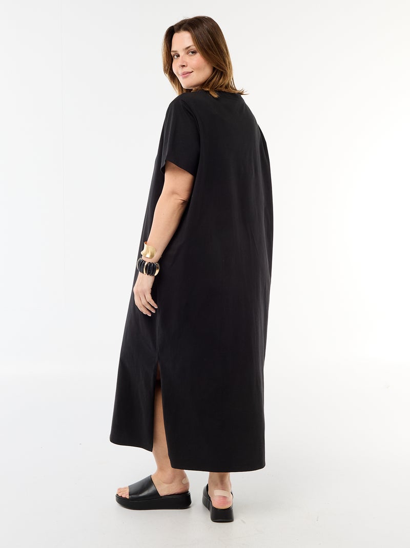 Robe t-shirt longue unie Noir - Kiabi