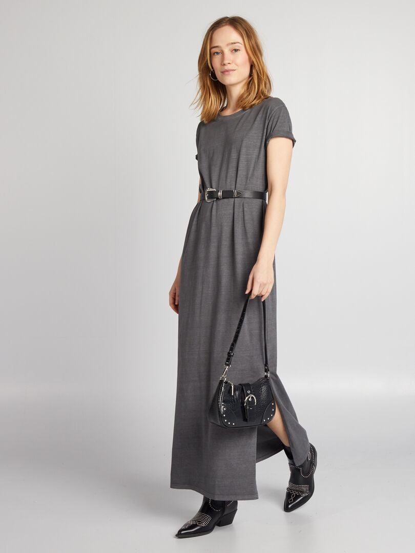 Robe T-shirt  maxi Gris anthracite - Kiabi