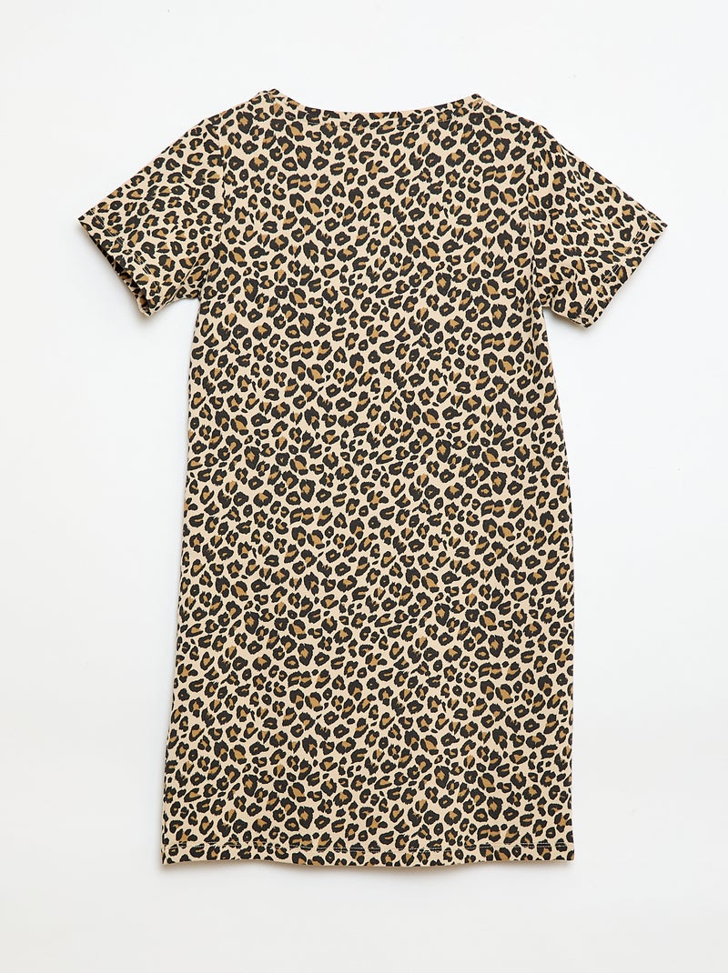 Robe t-shirt mi-longue avec nœud fantaisie devant Marron - Kiabi