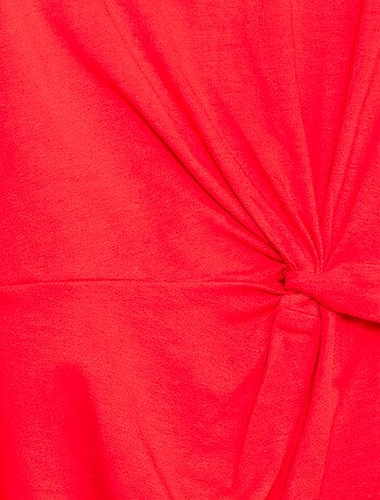 Robe t-shirt mi-longue avec nœud fantaisie devant