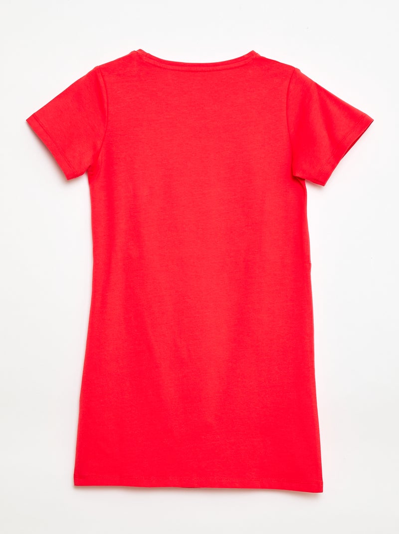 Robe t-shirt mi-longue avec nœud fantaisie devant Rouge - Kiabi
