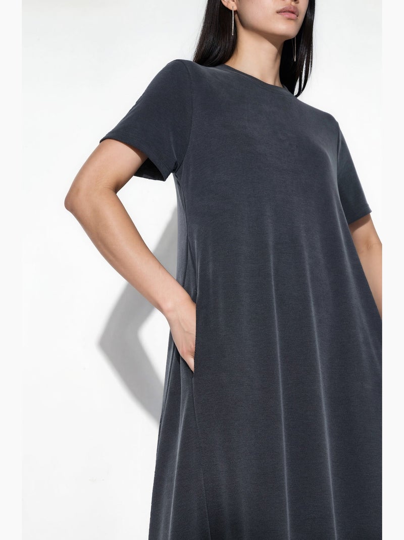 Robe t-shirt midi droite en jersey busem Gris Noir - Kiabi