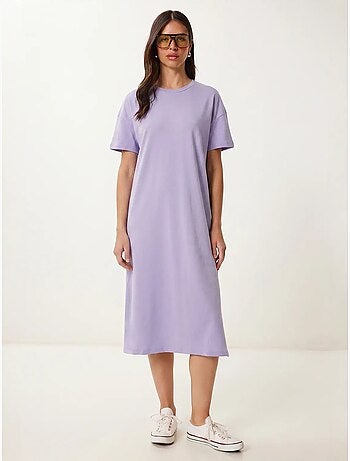 Robe t-shirt midi en coton à col rond istanbul