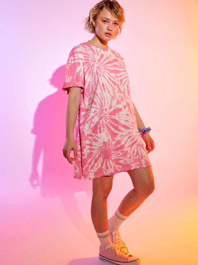 Robe t-shirt tie and die Rose - Kiabi