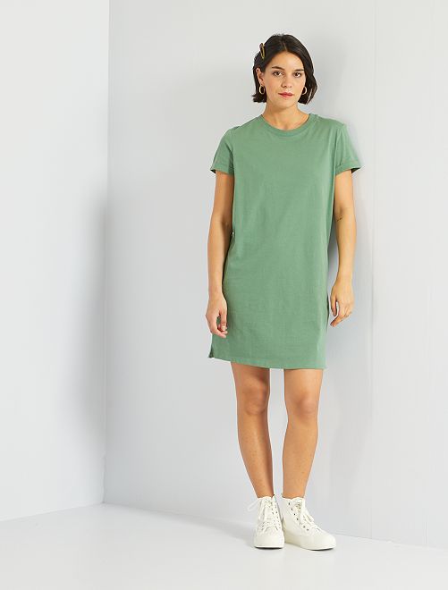 Robe t-shirt unie - Vert - Kiabi - 8.00€