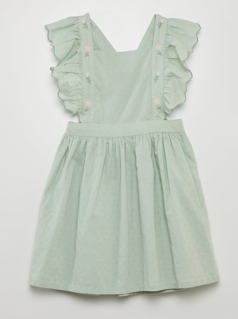 Robe tablier avec broderies Vert - Kiabi