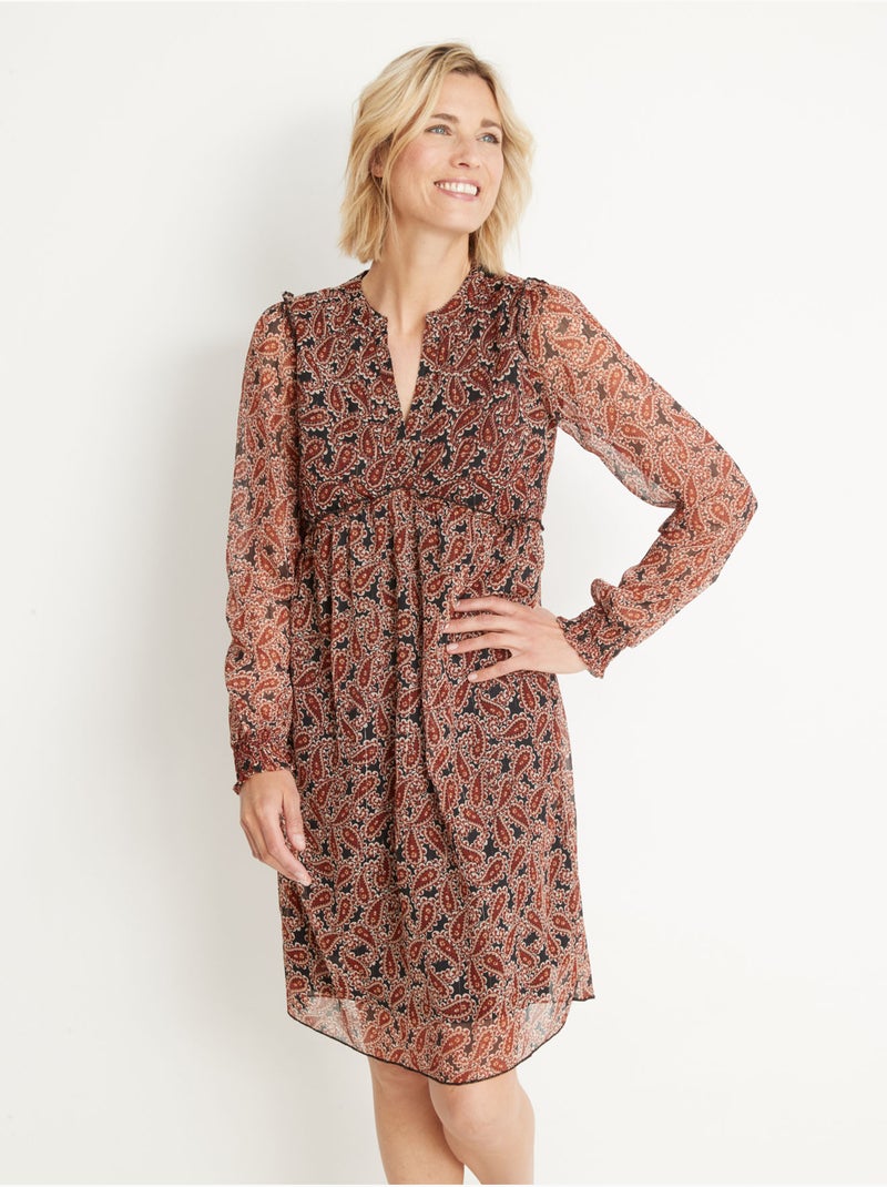 Robe taille haute en voile - DAXON Marron chocolat - Kiabi