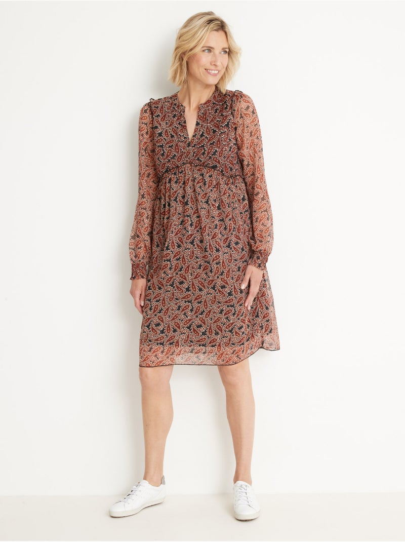 Robe taille haute en voile - DAXON Marron chocolat - Kiabi