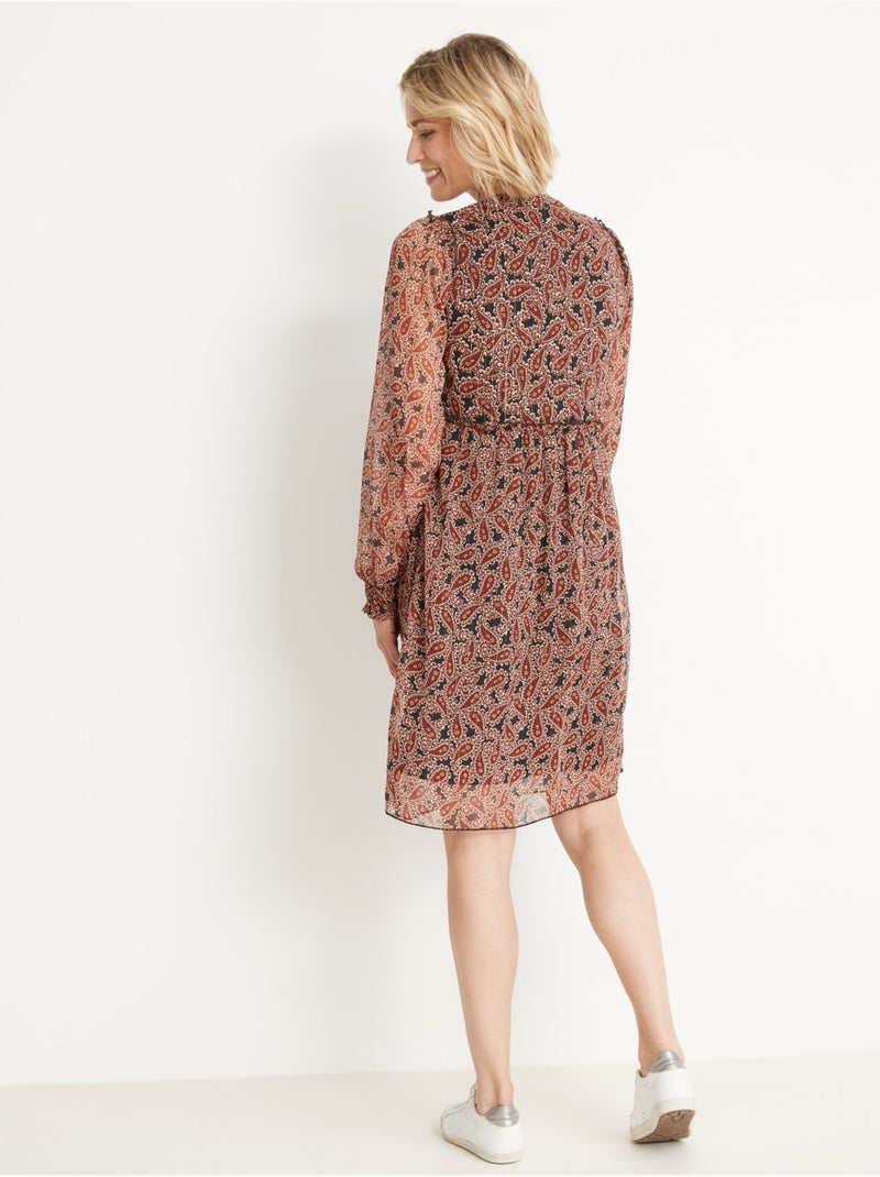 Robe taille haute en voile - DAXON Marron chocolat - Kiabi