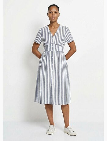Robe taille haute pur coton à rayures - AFIBEL