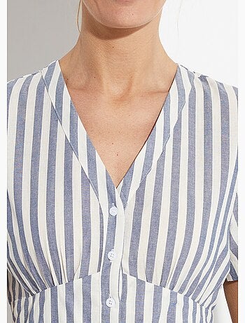 Robe taille haute pur coton à rayures - AFIBEL