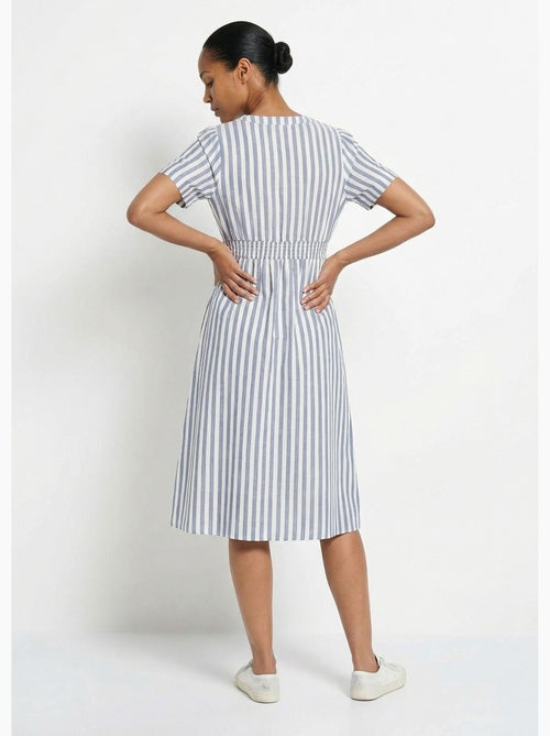 Robe taille haute pur coton à rayures - AFIBEL - Kiabi