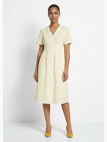 Robe taille haute pur coton à rayures - AFIBEL