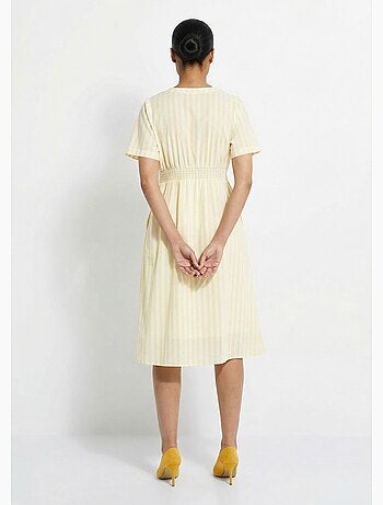 Robe taille haute pur coton à rayures - AFIBEL