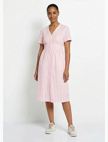 Robe taille haute pur coton à rayures - AFIBEL