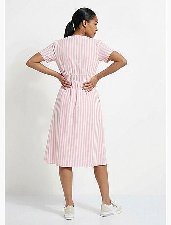 Robe taille haute pur coton à rayures - AFIBEL