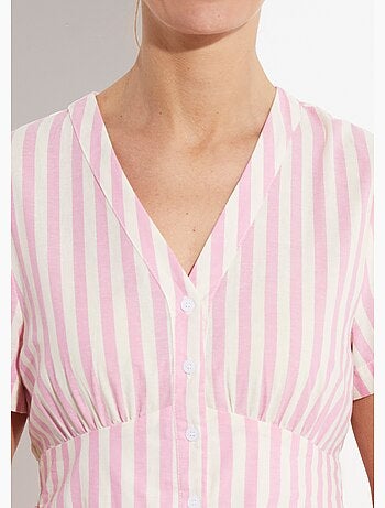 Robe taille haute pur coton à rayures - AFIBEL