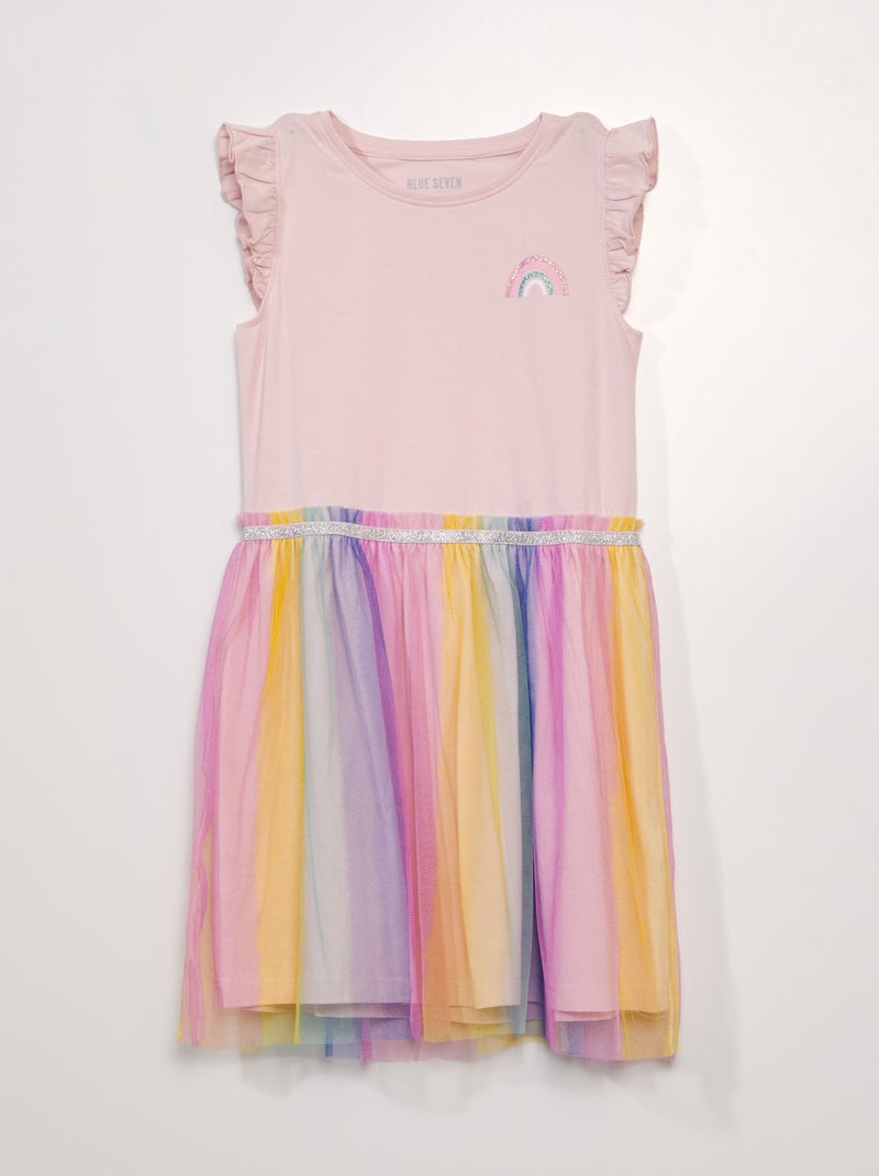 Robe tee-shirt avec tutu Rose multicolore - Kiabi