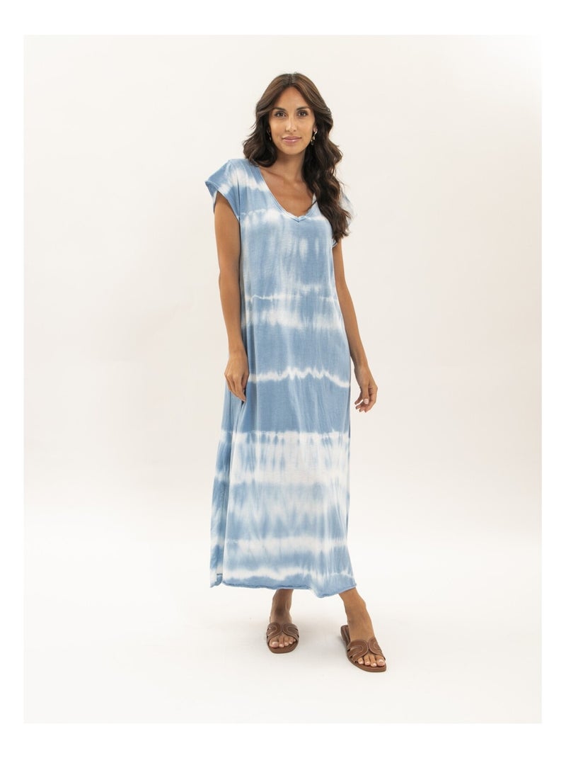 Robe tee-shirt longue motifs IBOLIA Bleu - Kiabi