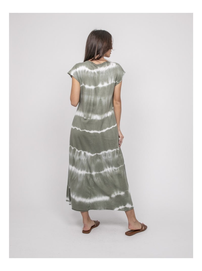 Robe tee-shirt longue motifs IBOLIA Kaki - Kiabi