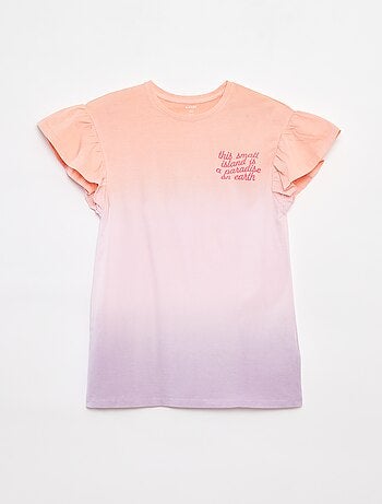 Robe tee-shirt tie and dye avec manches volantées