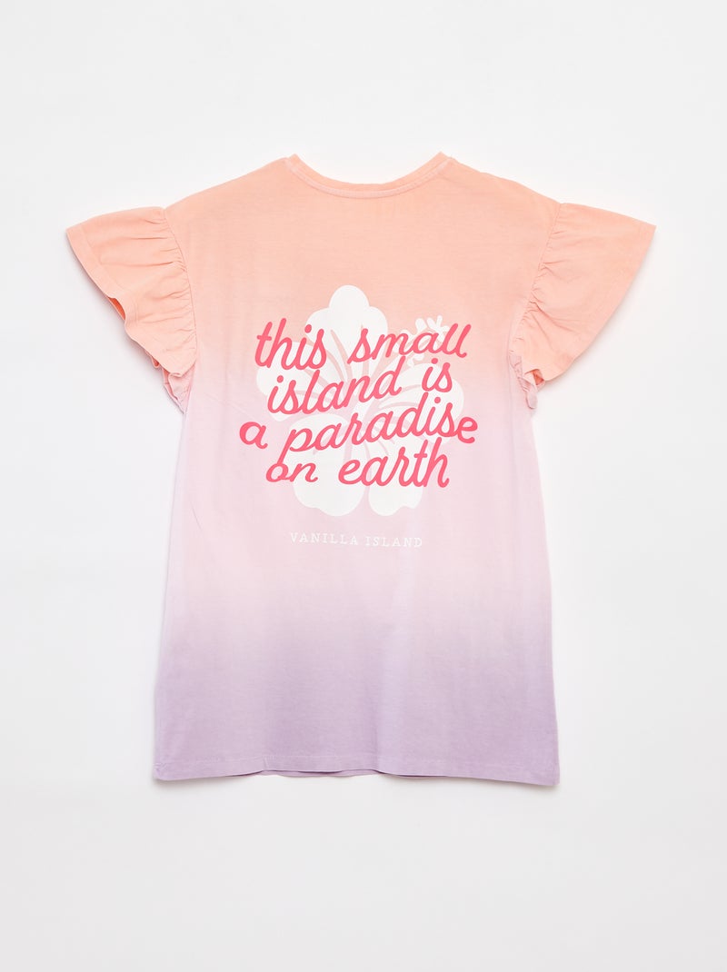 Robe tee-shirt tie and dye avec manches volantées Orange - Kiabi