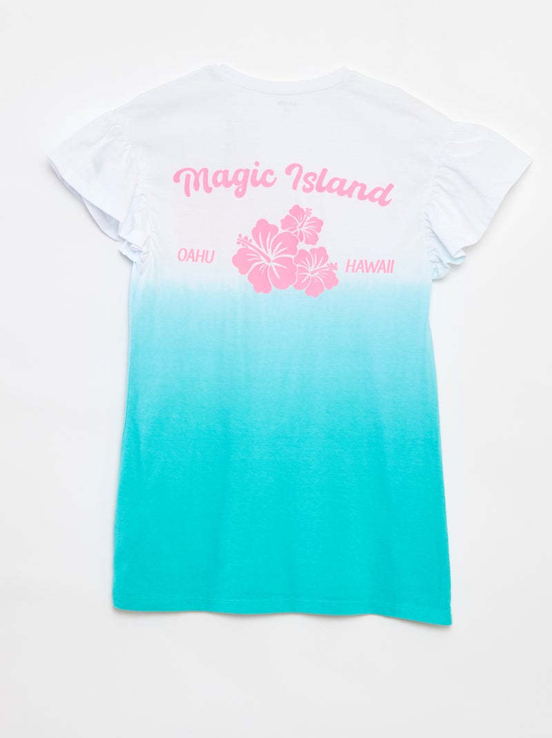 Robe tee-shirt tie and dye avec manches volantées Vert - Kiabi