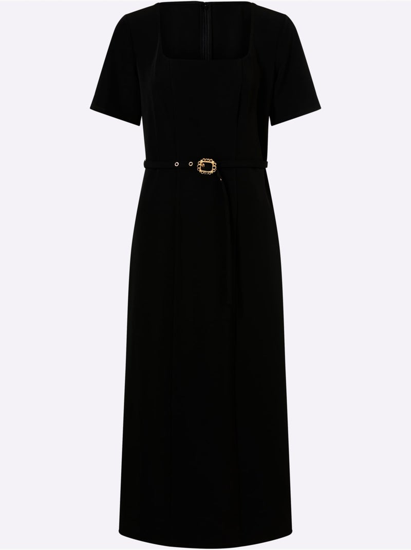 Robe tissée avec ceinture à boucle décorative - taille standard - helline Noir - Kiabi