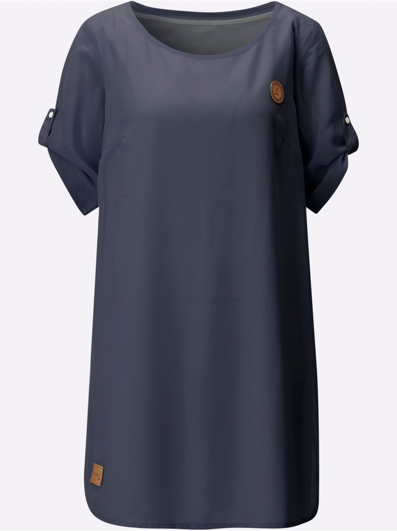 Robe Tissée Coupe Affinante - Taille Standard - Witt Ecru/Marine - Kiabi