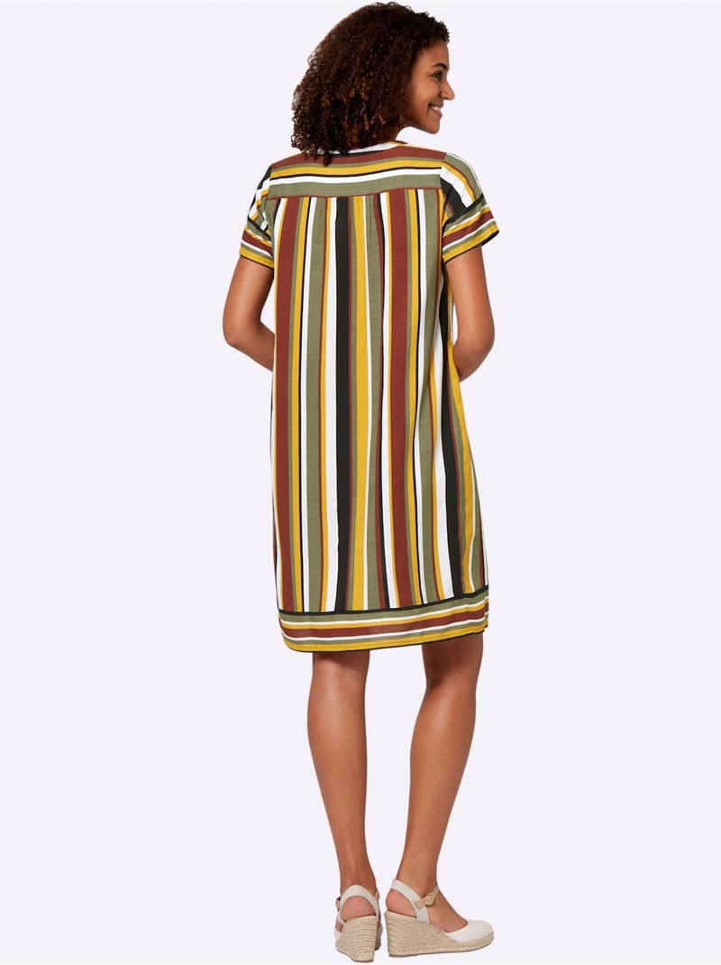 Robe Tissée Pure Viscose - Taille Courte - Witt Noir / Vert / Rouge - Kiabi