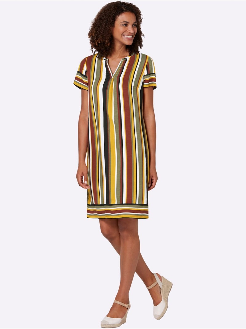 Robe Tissée Pure Viscose - Taille Standard - Witt Noir / Vert / Rouge - Kiabi