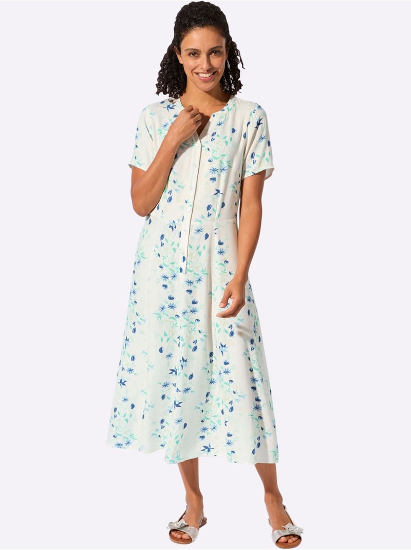 Robe Tissée Qualité Tissée - Taille Standard - Witt Bleu Ecru - Kiabi