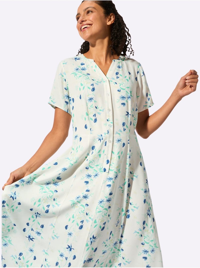 Robe Tissée Qualité Tissée - Taille Standard - Witt Bleu Ecru - Kiabi