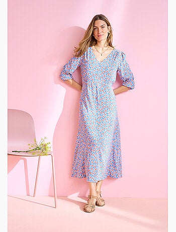 Robe tissu crêpe imprimé tulipes - Damart