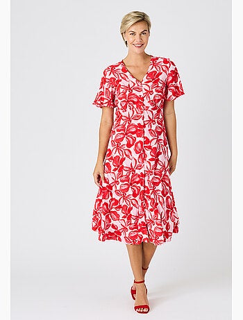 Robe tissu crêpe manches papillon - Damart