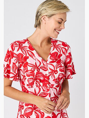 Robe tissu crêpe manches papillon - Damart