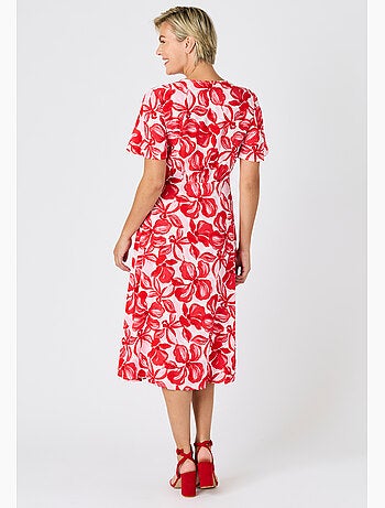 Robe tissu crêpe manches papillon - Damart