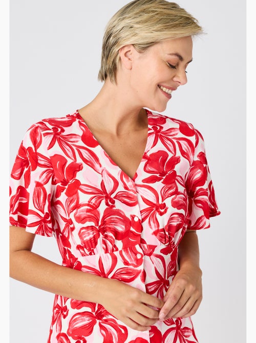 Robe tissu crêpe manches papillon - Damart - Kiabi