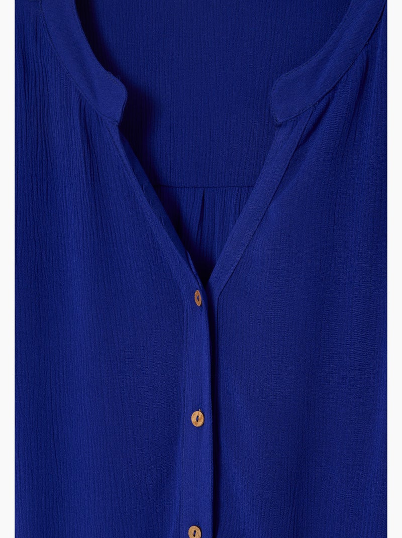 Robe tissu créponné pure viscose - Damart Bleu - Kiabi