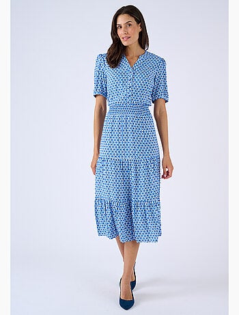 Robe tissu fluide à smocks - Damart