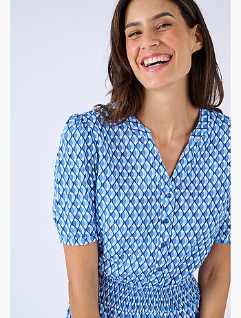 Robe tissu fluide à smocks - Damart