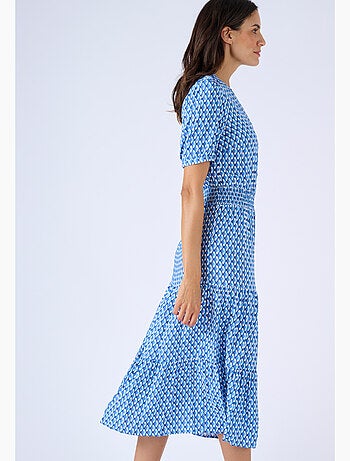 Robe tissu fluide à smocks - Damart