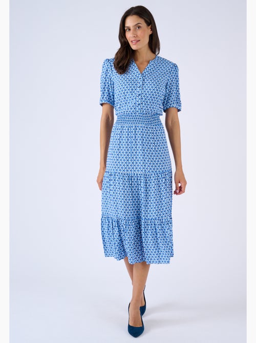 Robe tissu fluide à smocks - Damart - Kiabi