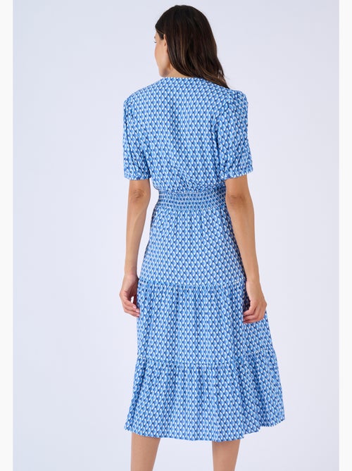 Robe tissu fluide à smocks - Damart - Kiabi